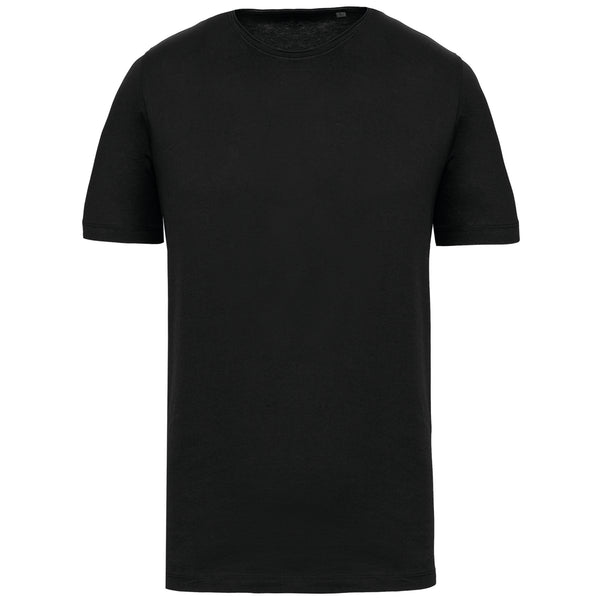 Men's organic t-shirt with raw edge collar and short sleeves