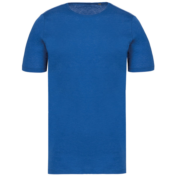 Men's organic t-shirt with raw edge collar and short sleeves