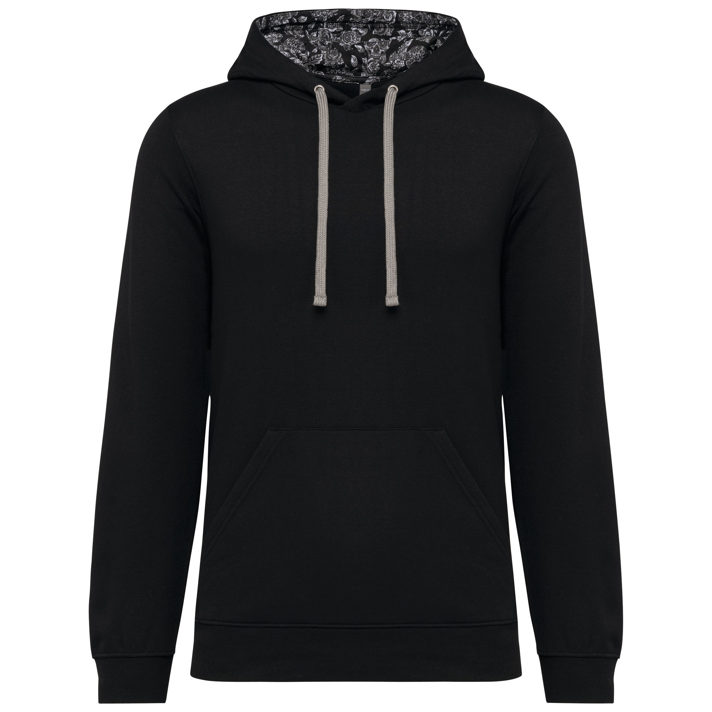 Uniseks sweatshirt met capuchon en contrasterend patroon