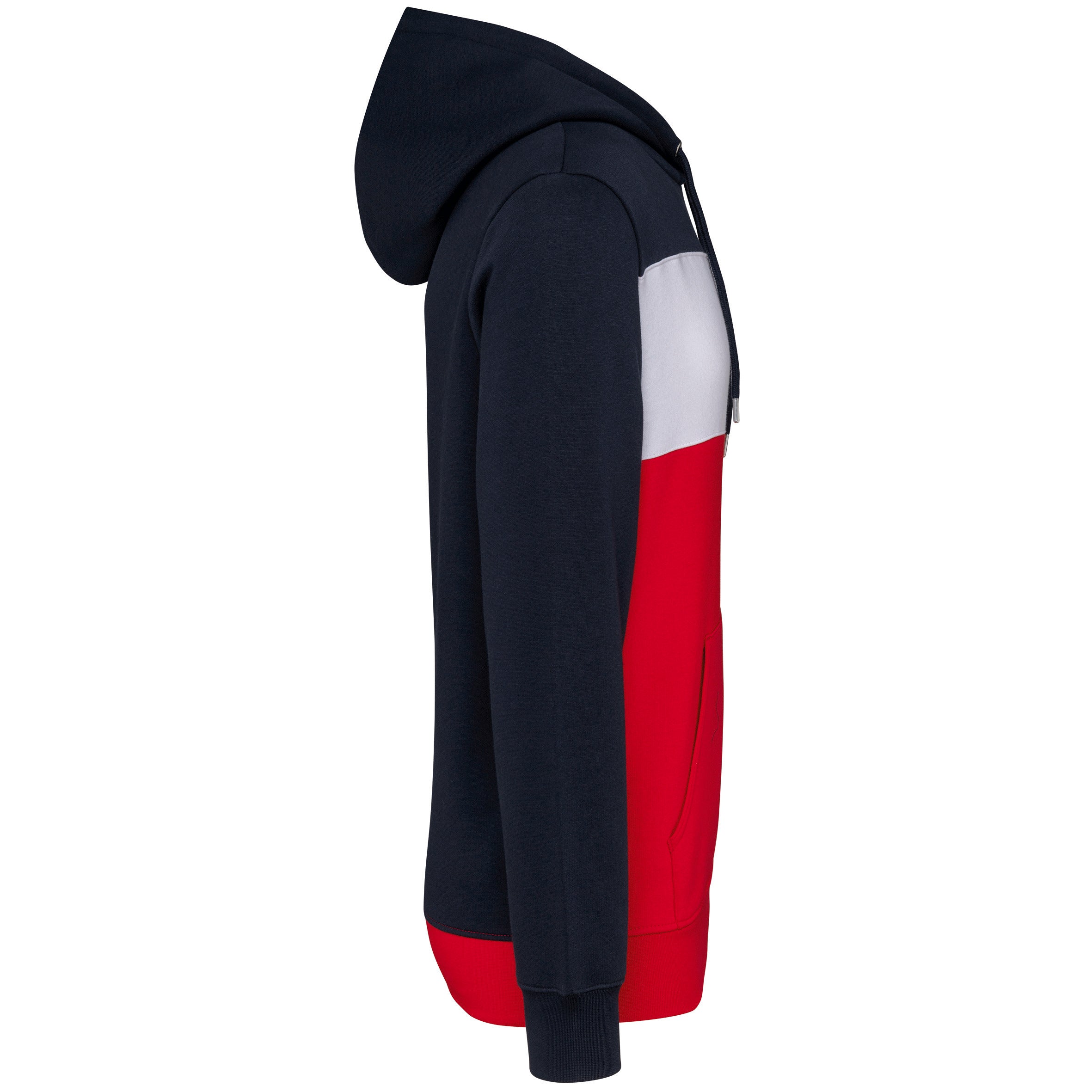 Sweat-shirt tricolore à capuche unisexe