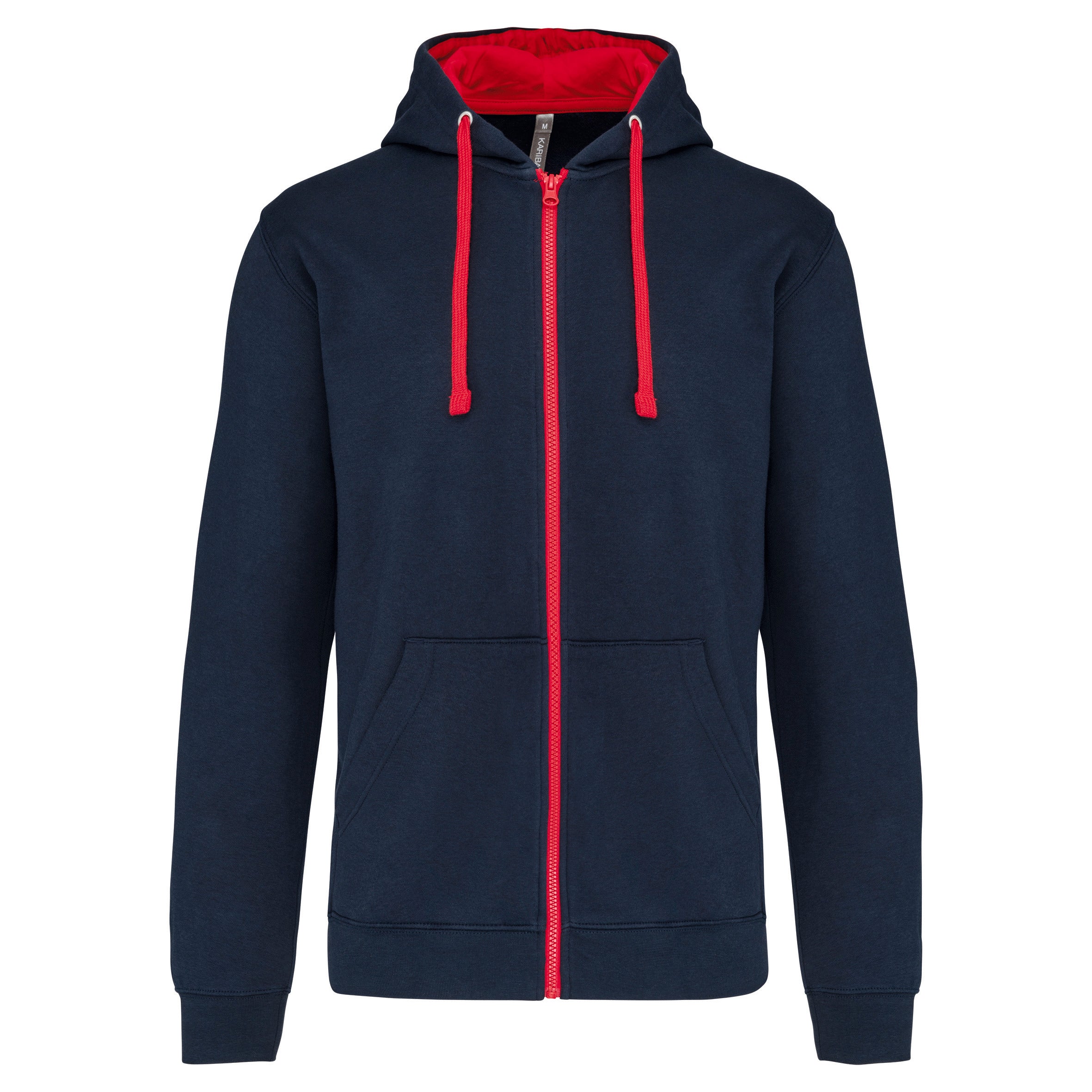 Sweat-shirt zippé capuche contrastée