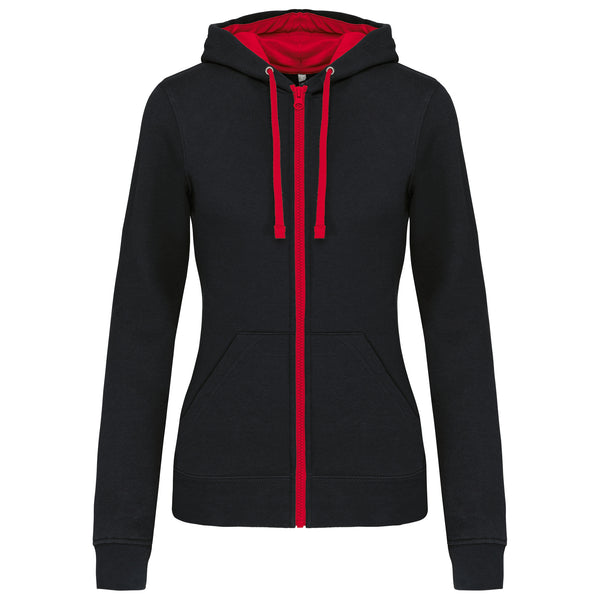 Women's contrasting hooded zipped sweatshirt