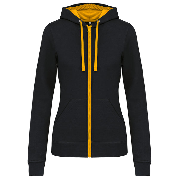 Women's contrasting hooded zipped sweatshirt