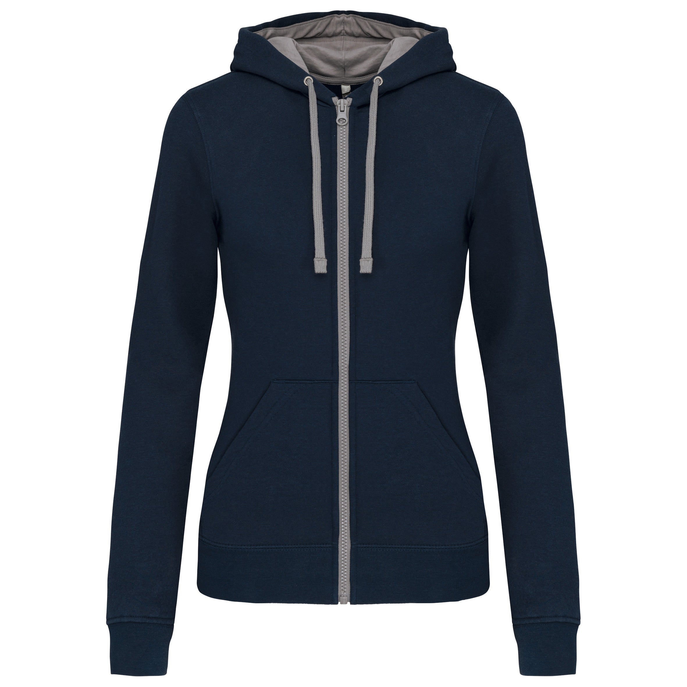 Damessweatshirt met contrasterende capuchon en rits
