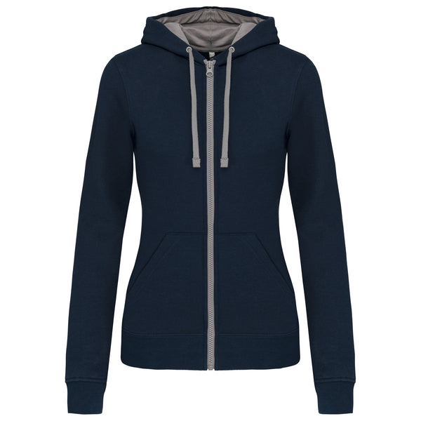 Women's contrasting hooded zipped sweatshirt