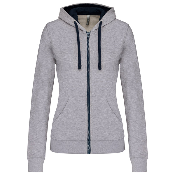 Women's contrasting hooded zipped sweatshirt