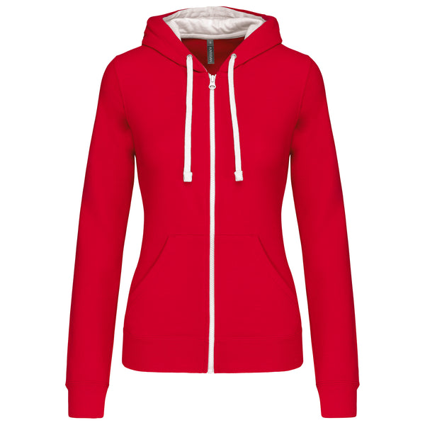 Women's contrasting hooded zipped sweatshirt