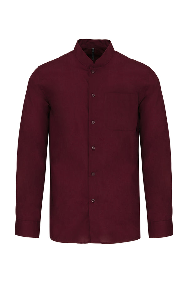 Long-sleeved mandarin collar shirt