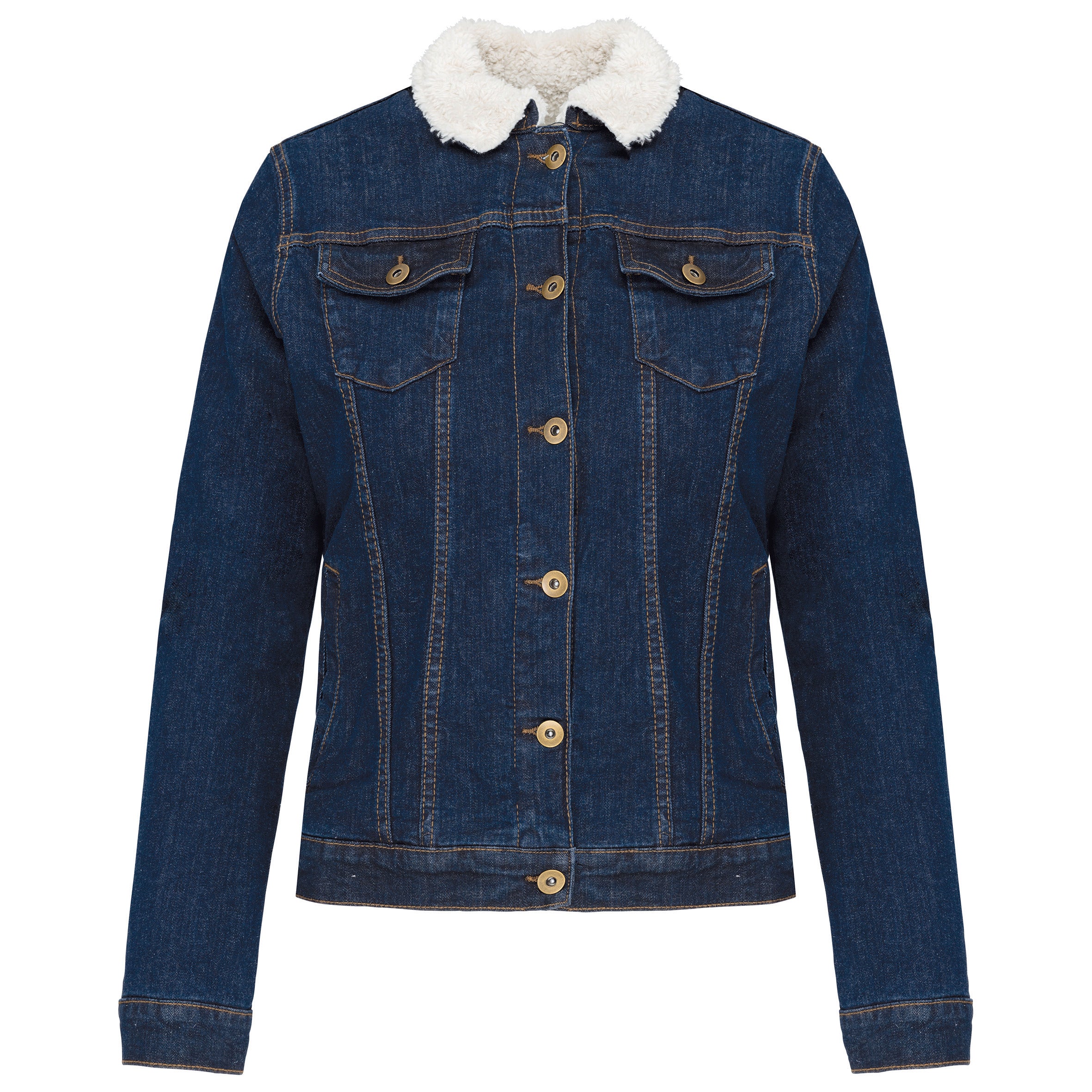 Denim jack met sherpavoering voor dames
