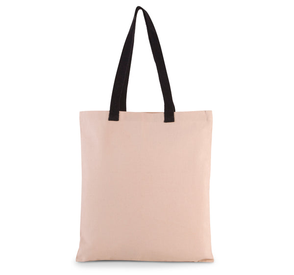 Flat canvas shopping bag with contrasting handles