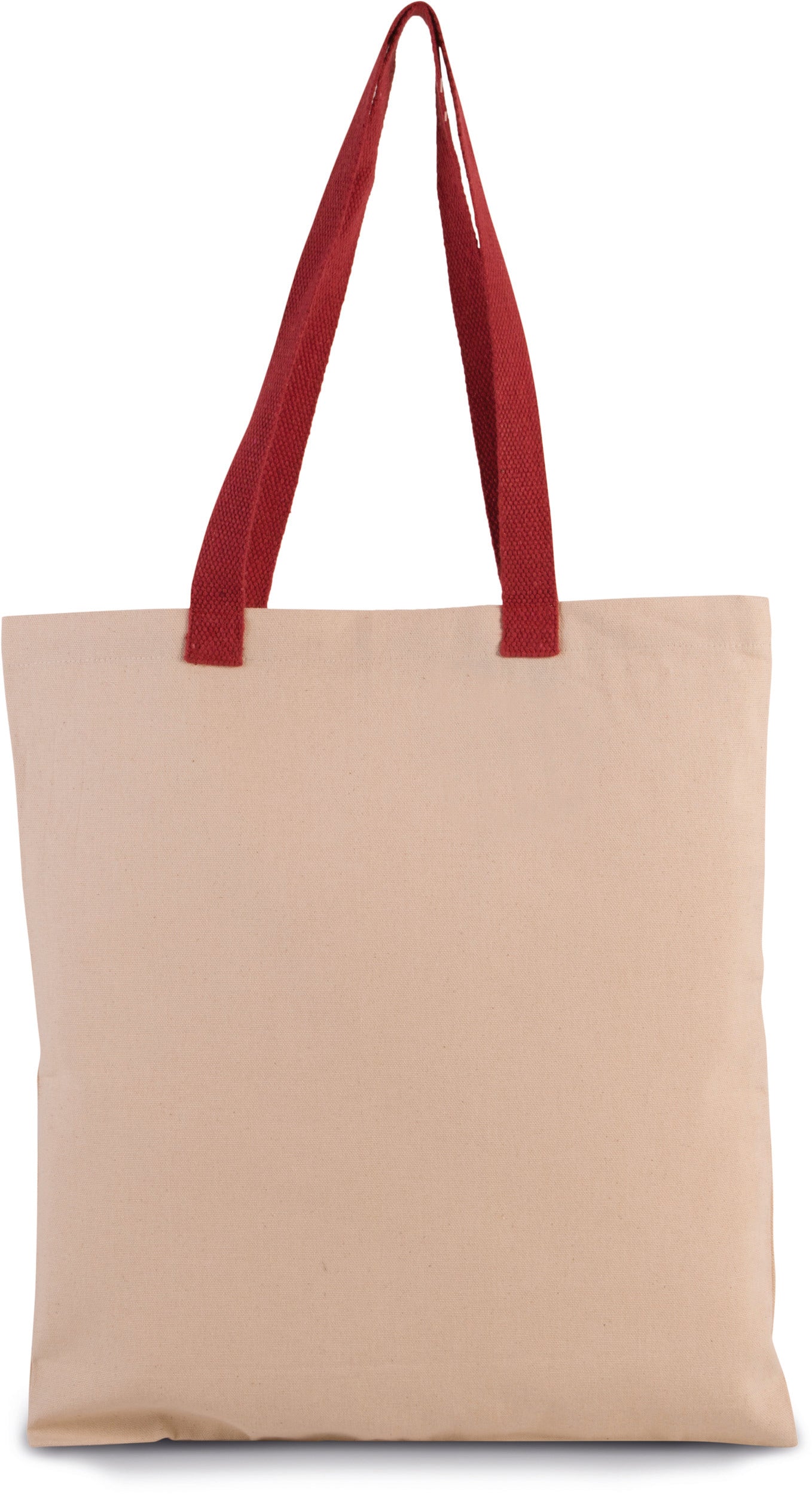 Flat canvas shopping bag with contrasting handles