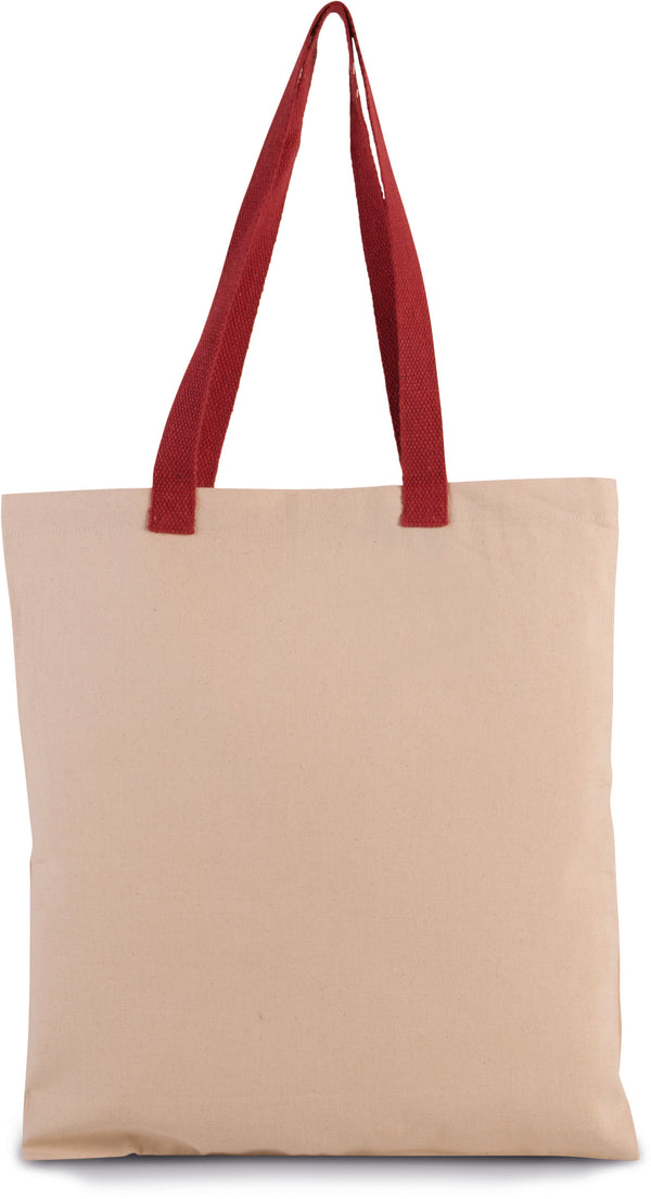 Flat canvas shopping bag with contrasting handles