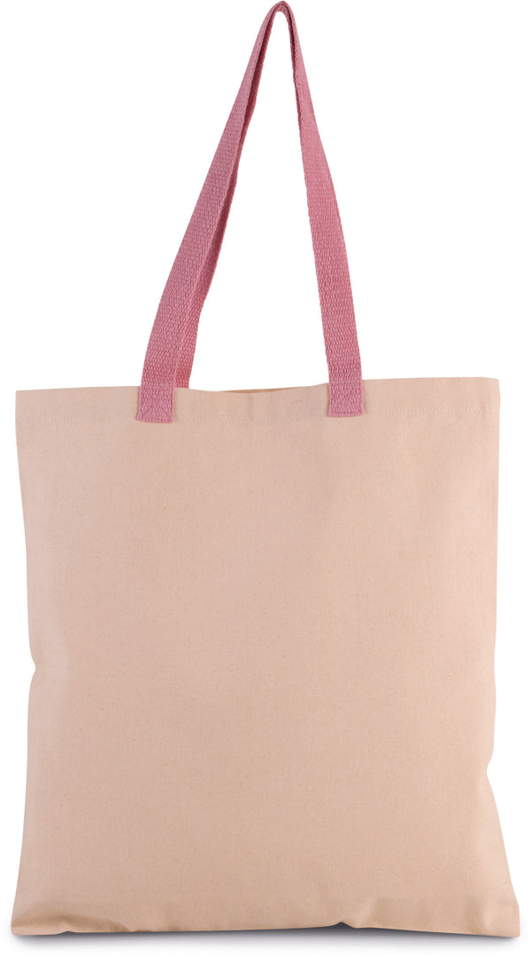 Flat canvas shopping bag with contrasting handles