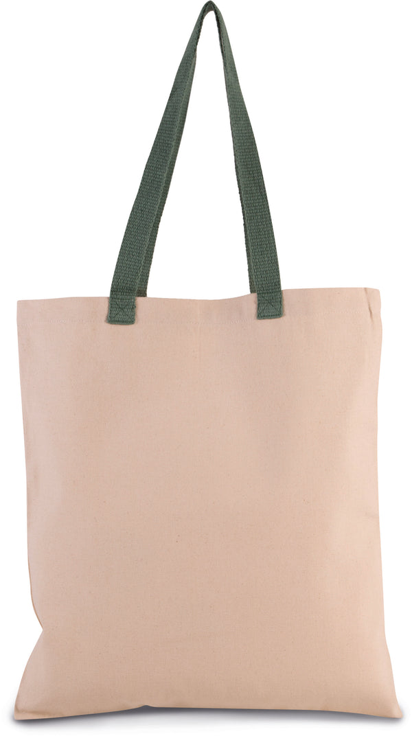 Flat canvas shopping bag with contrasting handles