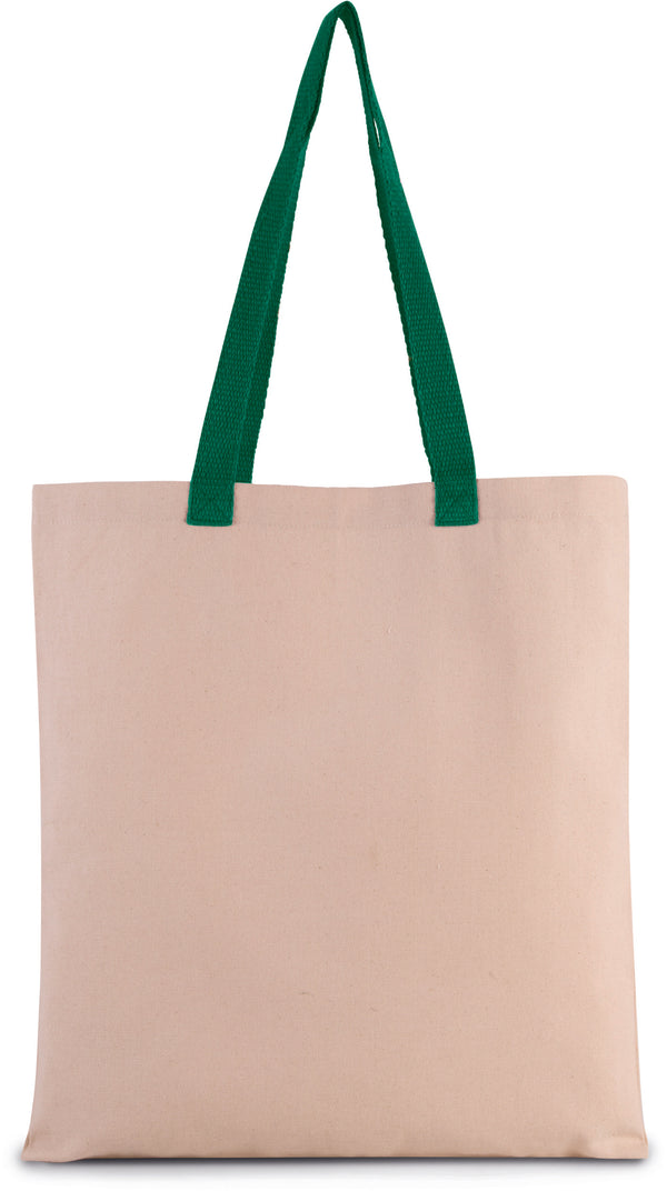 Flat canvas shopping bag with contrasting handles