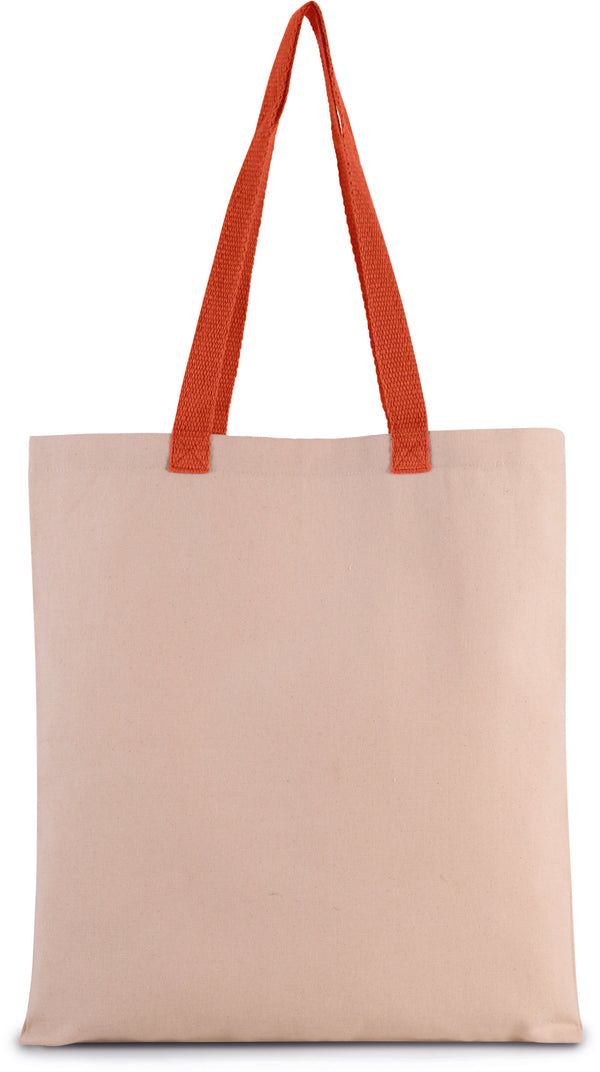 Flat canvas shopping bag with contrasting handles