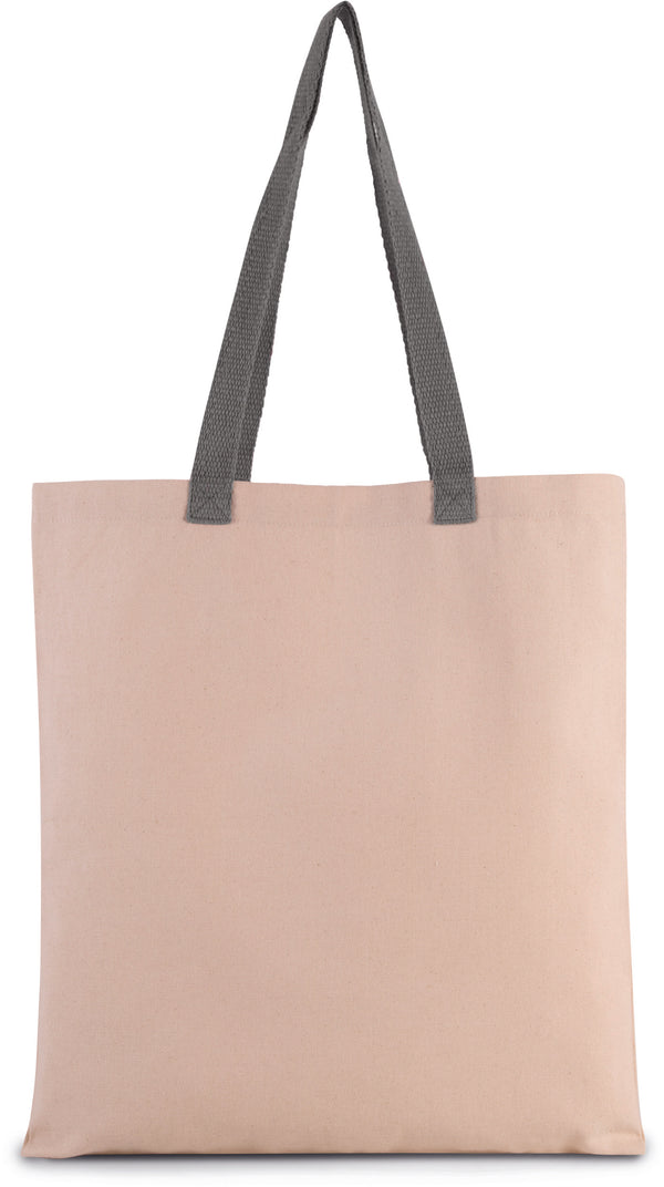 Flat canvas shopping bag with contrasting handles