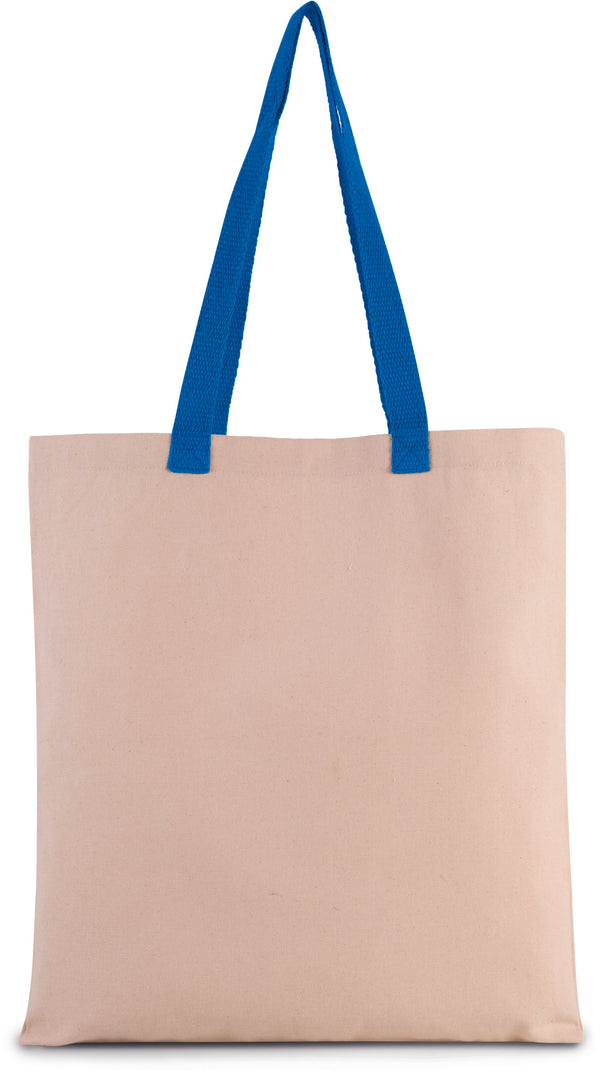 Flat canvas shopping bag with contrasting handles