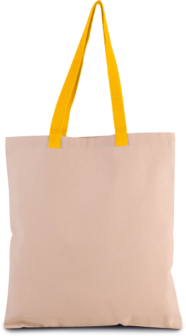 Flat canvas shopping bag with contrasting handles