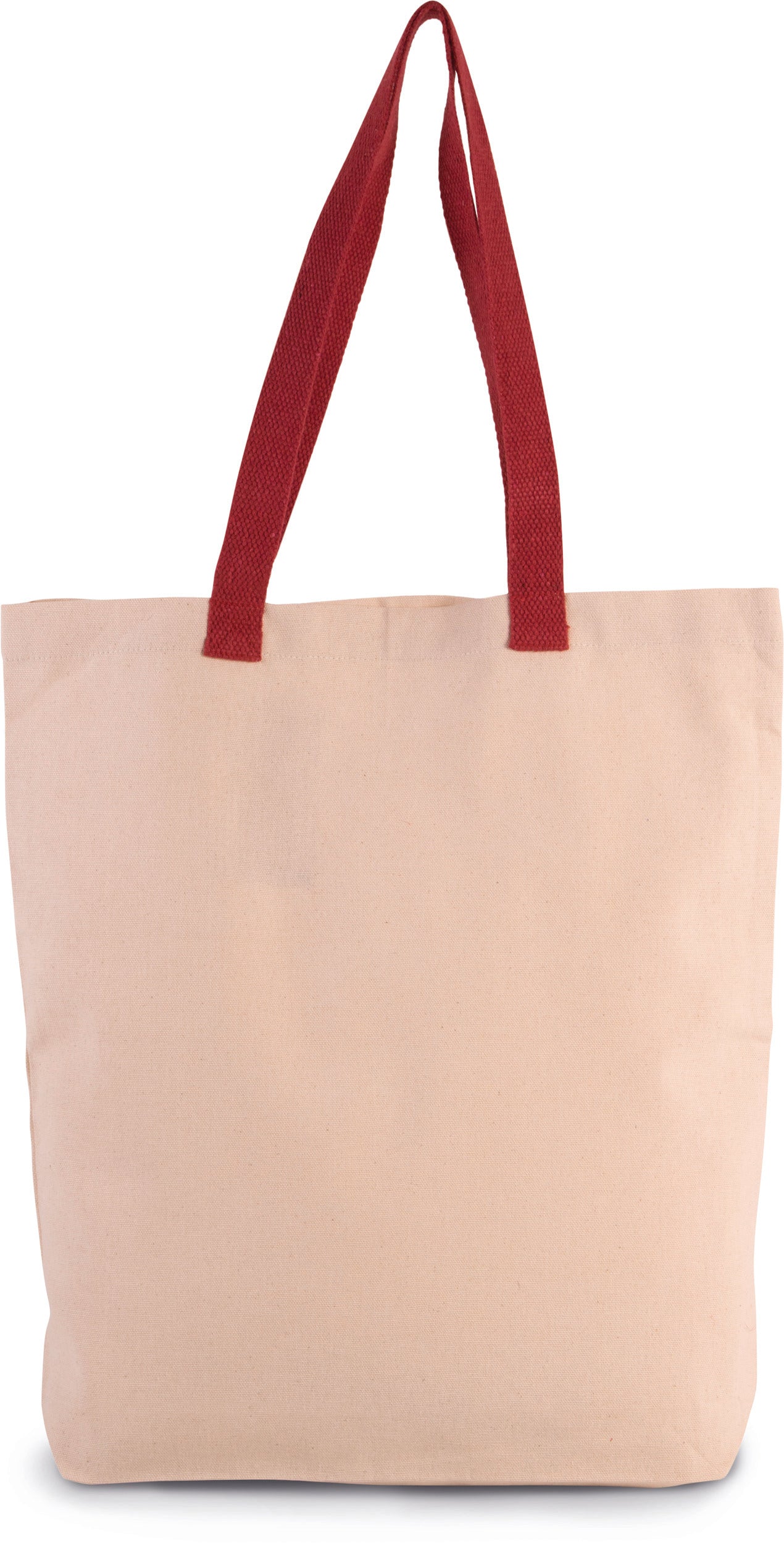 Gusset shopping bag with contrasting handles