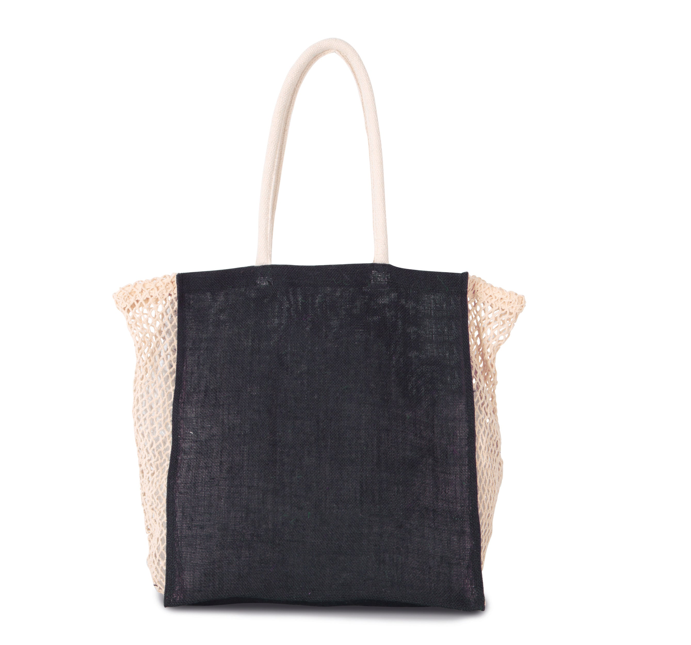 Shopping bag with mesh gusset