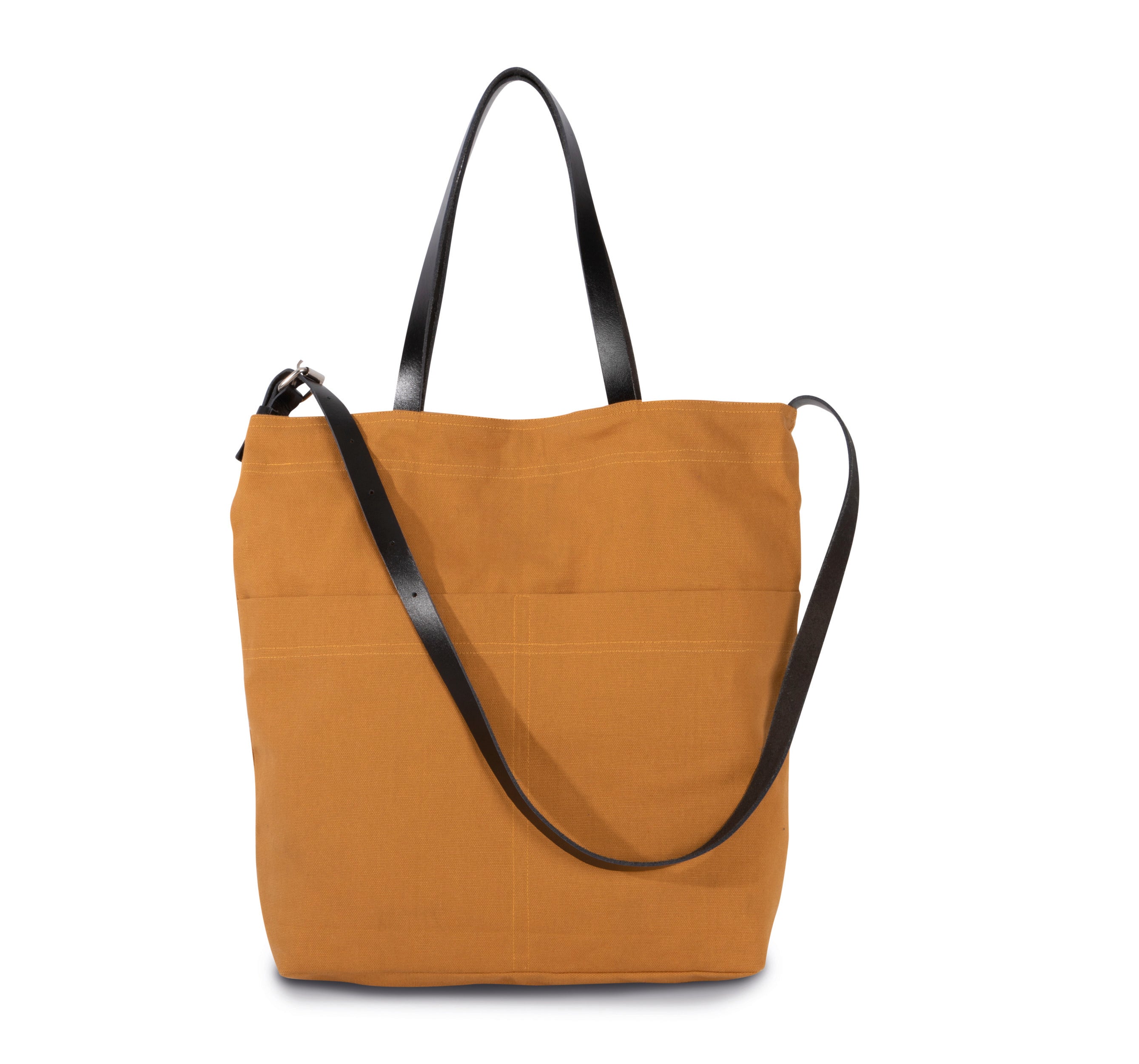 Handbag with leather shoulder strap