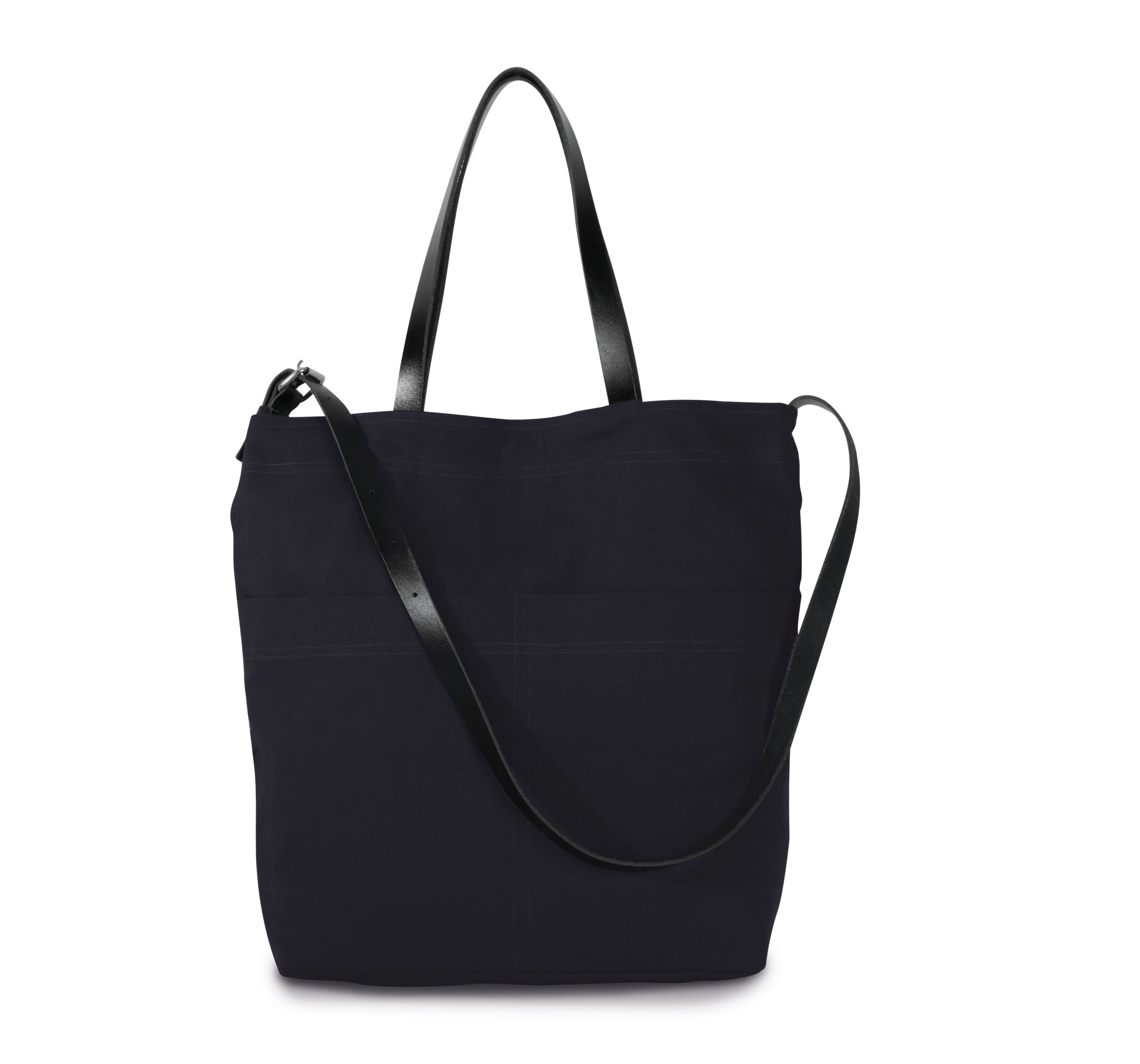 Handbag with leather shoulder strap