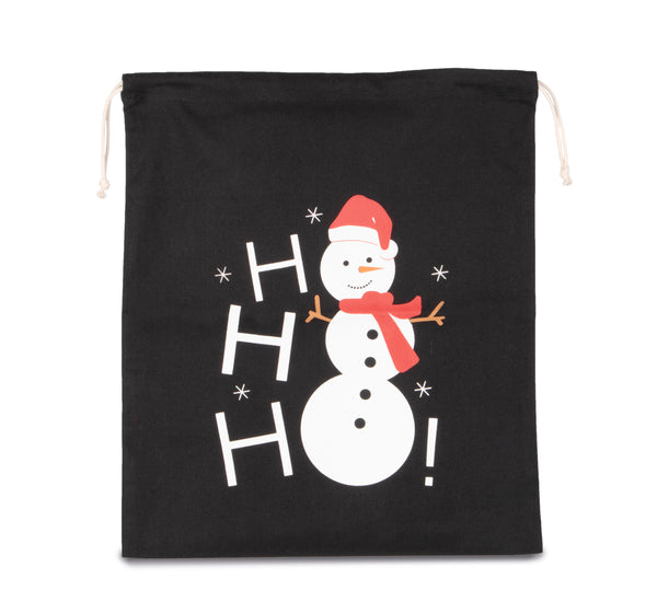 Drawstring cotton snowman bag