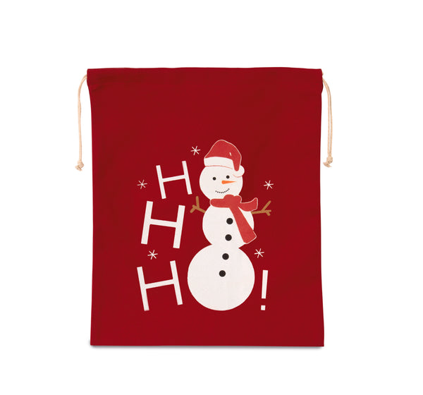 Drawstring cotton snowman bag