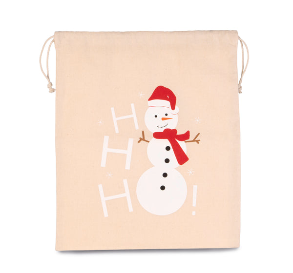 Drawstring cotton snowman bag