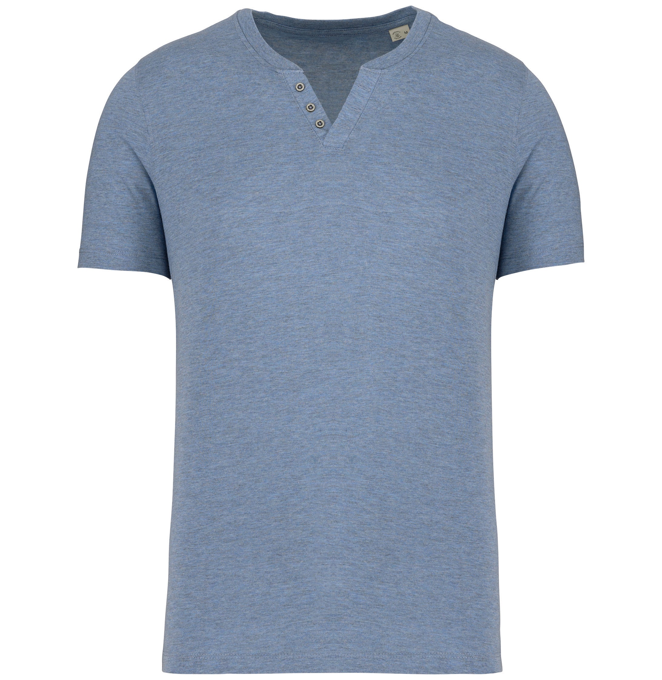 T-shirt écoresponsable henley manches courtes homme - 140 g