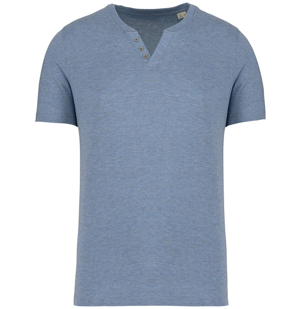 T-shirt écoresponsable henley manches courtes homme - 140 g