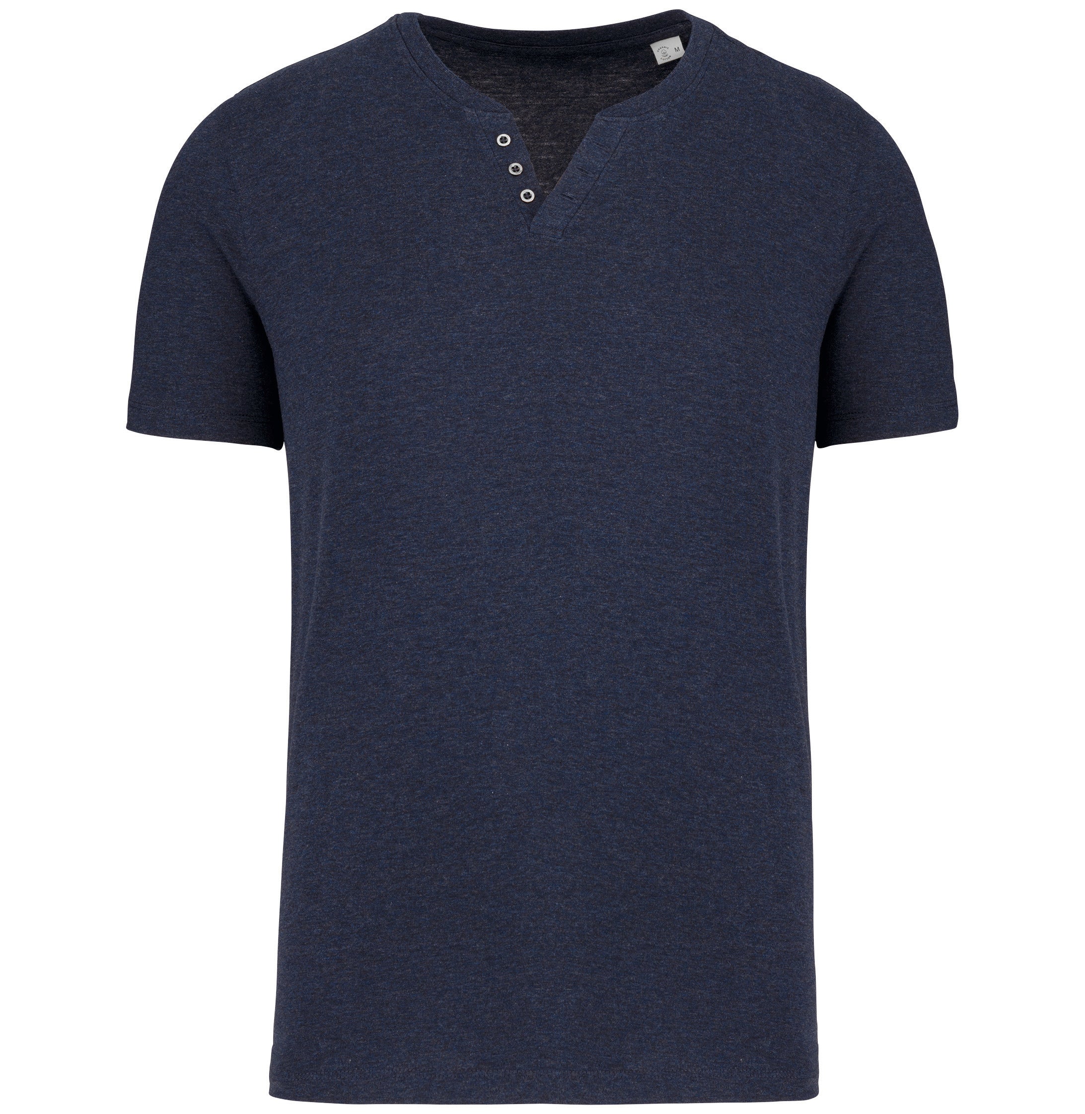 T-shirt écoresponsable henley manches courtes homme - 140 g