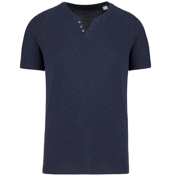 T-shirt écoresponsable henley manches courtes homme - 140 g