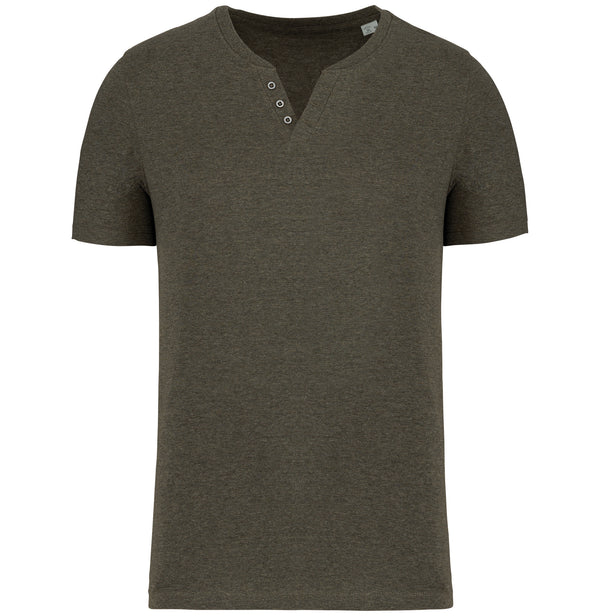 T-shirt écoresponsable henley manches courtes homme - 140 g