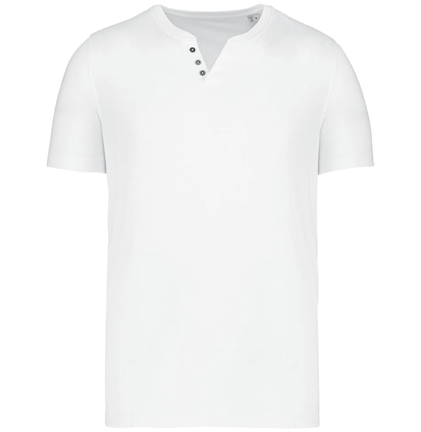 T-shirt écoresponsable henley manches courtes homme - 140 g