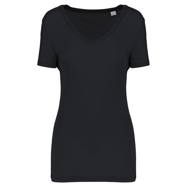 T-shirt Lyocell TENCEL™ col V manches courtes femme - 145 g