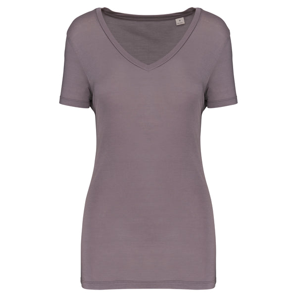 T-shirt Lyocell TENCEL™ col V manches courtes femme - 145 g