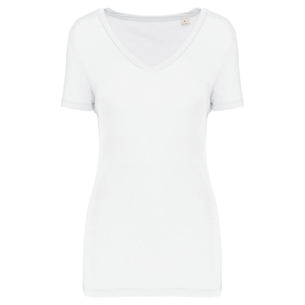 T-shirt Lyocell TENCEL™ col V manches courtes femme - 145 g