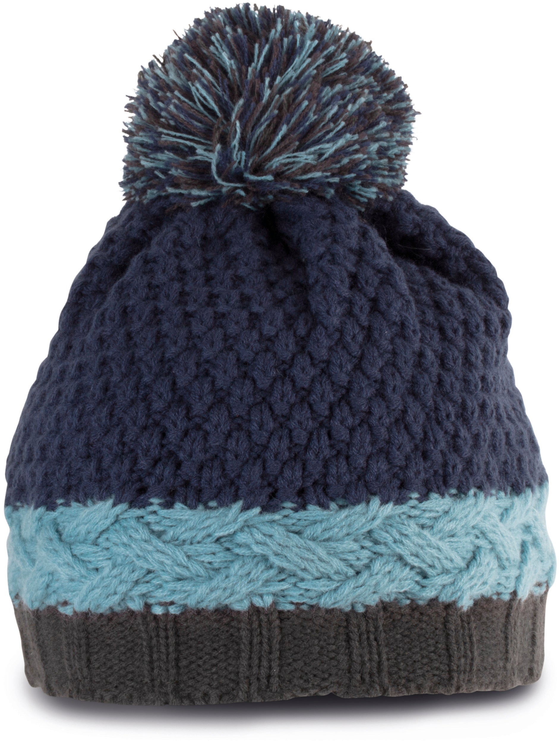 Bonnet à pompon 3 bandes