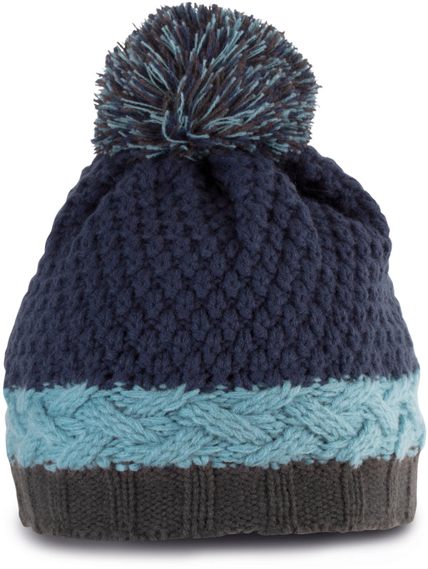 3-Stripe Pompom Beanie