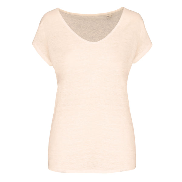 T-shirt en lin col V  femme - 190g