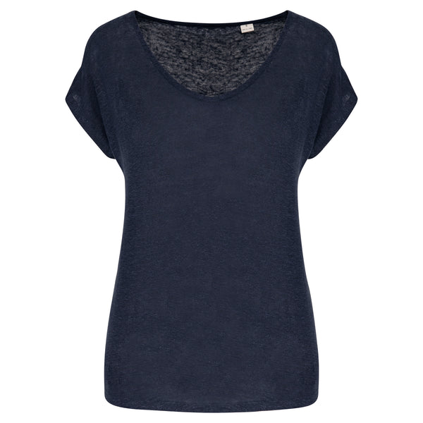 T-shirt en lin col V  femme - 190g