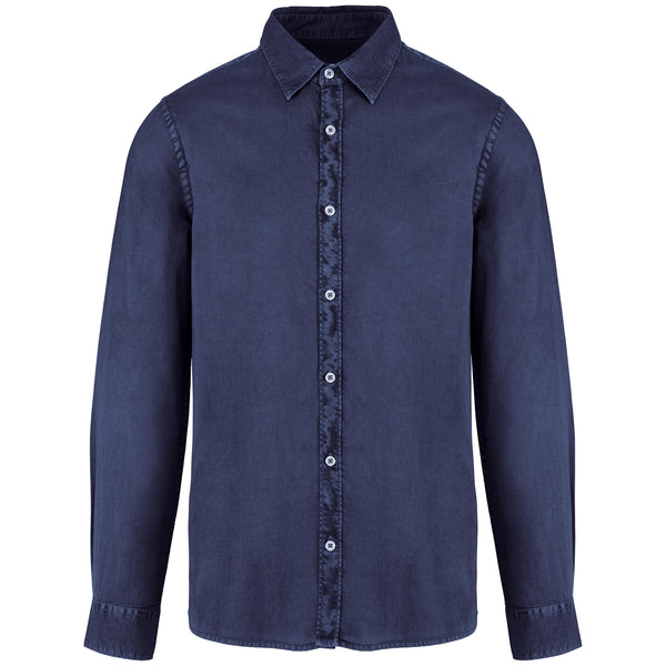 Chemise délavée en coton twill homme - 135g