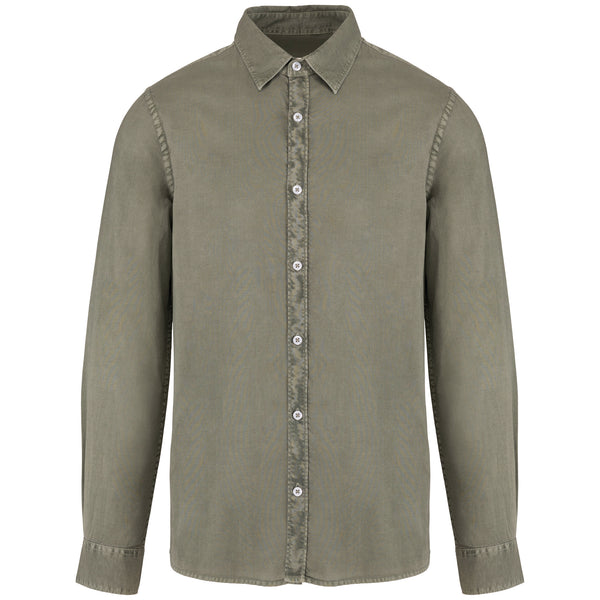 Chemise délavée en coton twill homme - 135g