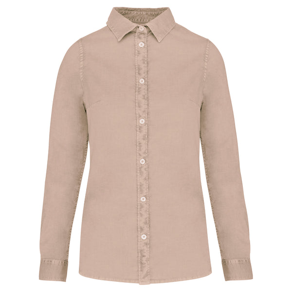 Chemise délavée en coton twill femme - 135g