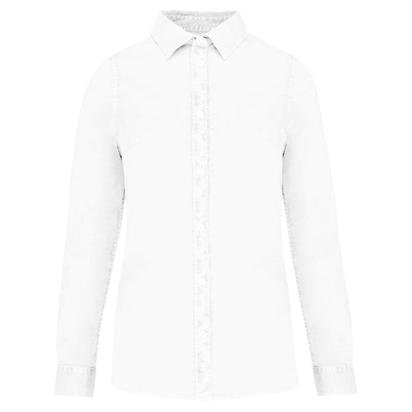 Chemise délavée en coton twill femme - 135g