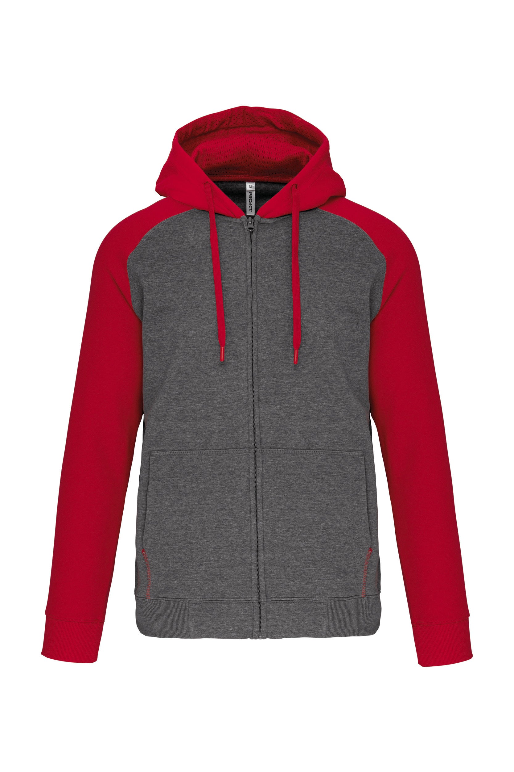 Unisex two-tone hooded zipped fleece jacket