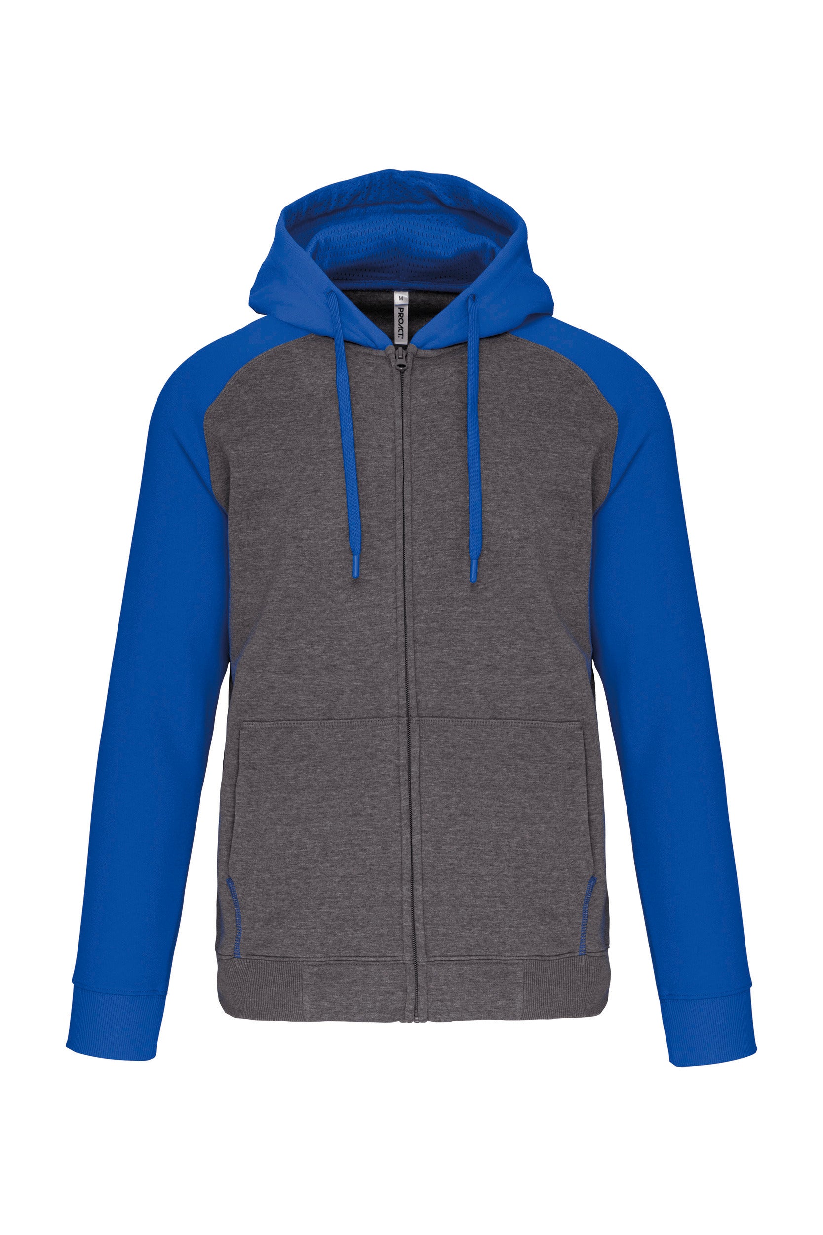 Unisex two-tone hooded zipped fleece jacket