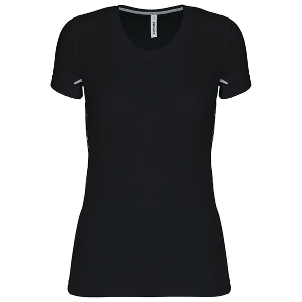 Women's short-sleeved bi-material sports T-shirt